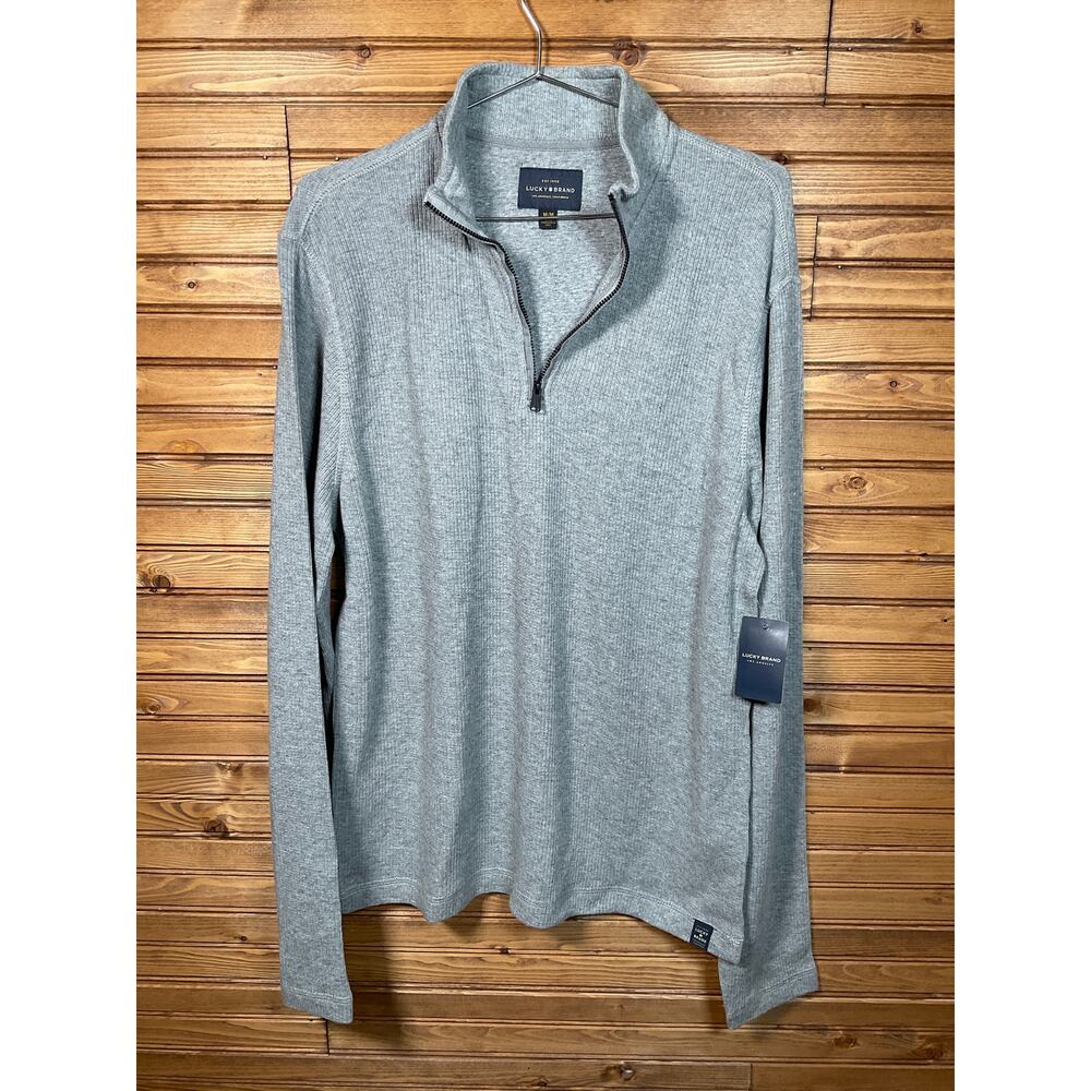 Lucky‎ Brand French Rib Half Sweater Soft Gray Long Sleeve Pull Over Medium